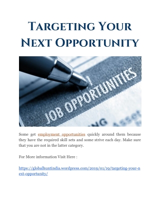 Targeting Your Next Opportunity
