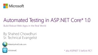 Automated Testing in ASP .NET Core* 1.0