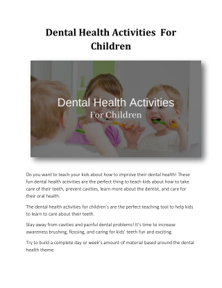 Dental Health Activities For Children