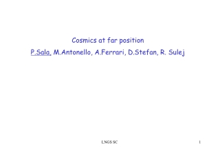 Cosmics at far position P.Sala , M.Antonello , A.Ferrari , D.Stefan , R. Sulej