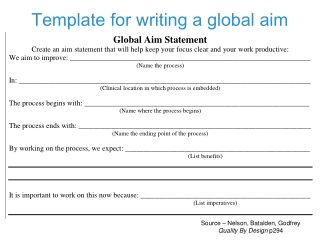 Template for writing a global aim