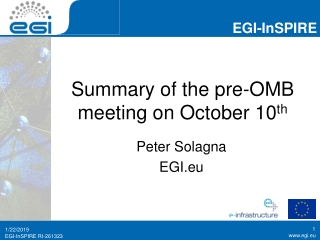 Summary of the pre-OMB meeting on October 10 th