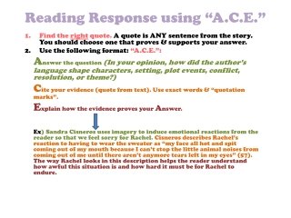 Reading Response using “A.C.E.”