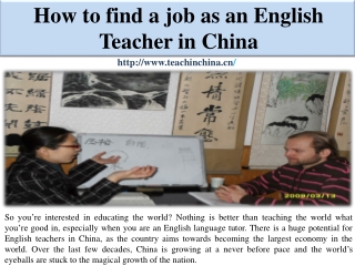 How to find a job as an English Teacher in China