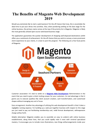 The Benefits of Magento Web Development 2019
