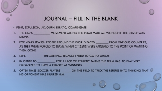 Journal – Fill in the blank