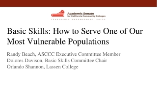 Basic Skills: How to Serve One of Our Most Vulnerable Populations