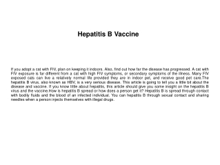 Hepatitis B Vaccine