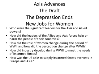 Axis Advances The Draft The Depression Ends New Jobs for Women