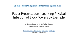 Paper Presentation - Learning Physical Intuition of Block Towers by Example