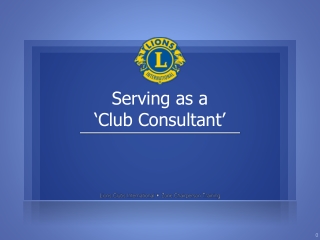 Serving as a ‘Club Consultant’