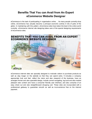 Benefits That You can Avail from An Expert eCommerce Website Designer