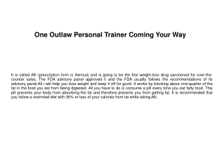 One Outlaw Personal Trainer Coming Your Way