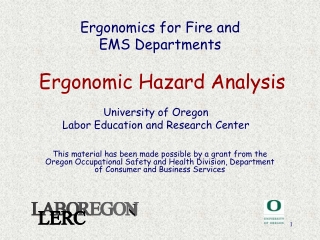 Ergonomics for Fire and EMS Departments Ergonomic Hazard Analysis