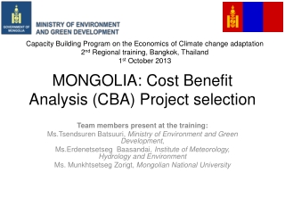 MONGOLIA: Cost Benefit Analysis (CBA) Project selection
