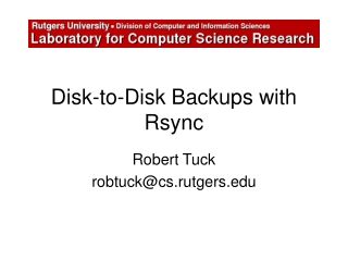 Disk-to-Disk Backups with Rsync