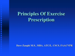 Principles Of Exercise Prescription