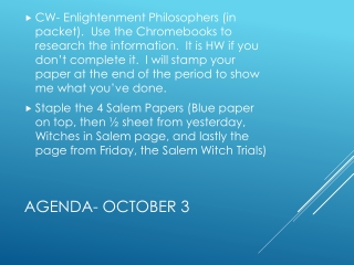 Agenda- October 3