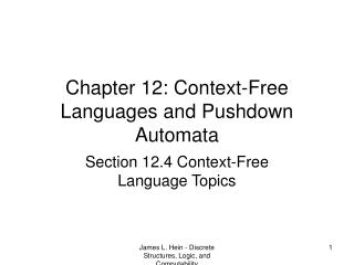 Chapter 12: Context-Free Languages and Pushdown Automata