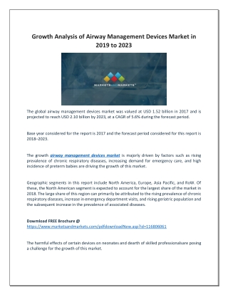 Growth Analysis of Airway Management Devices Market in 2019 to 2023