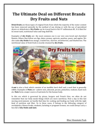 The Ultimate Deal on Different Brands Dry Fruits and Nuts | Blue Mountain Peak