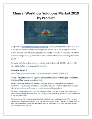 Clinical Workflow Solutions Market 2019 by Product