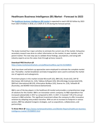 Healthcare Business Intelligence (BI) Market - Forecast to 2023