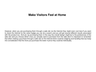 Make Visitors Feel at Home