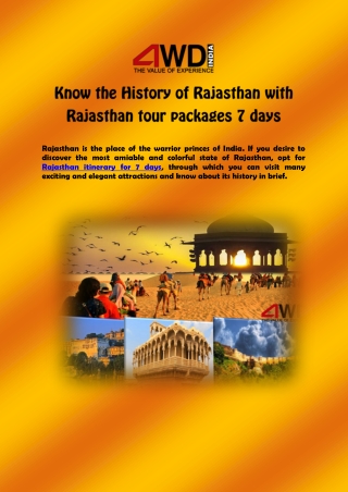 Know the History of Rajasthan with Rajasthan tour packages 7 days