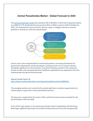Animal Parasiticides Market Forecast to 2022