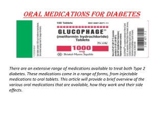 Oral medications for diabetes
