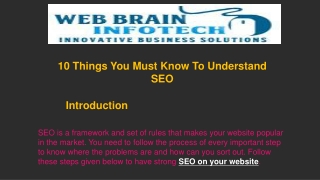10 Things You Must Know To Understand SEO