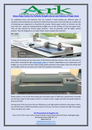 Rotary Paper Cutters for Perfectly Straight Cuts on Low Volumes of Paper Stock