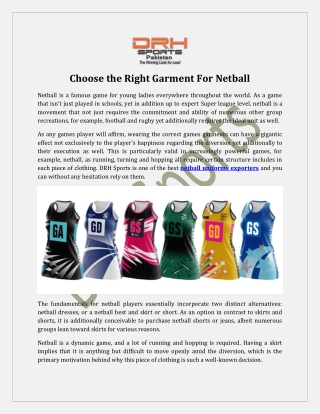 Netball Uniforms Wholesale, Exporters USA UK