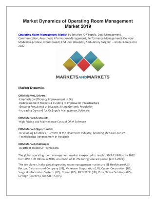 Market Dynamics of Operating Room Management Market 2019