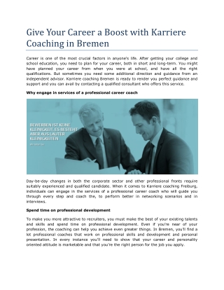 How to Boost Your Career With Karriere Coaching in Bremen