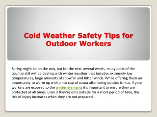 Cold Weather Safety Tips for Outdoor Workers