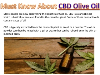 Must Know About CBD Olive Oil