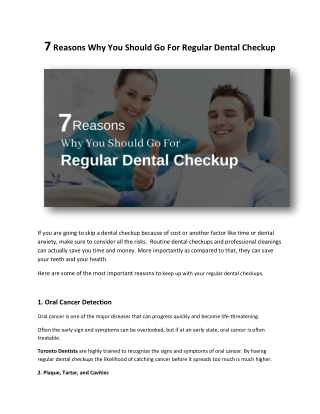 7 Reasons Why You Should Go For Regular Dental Checkup