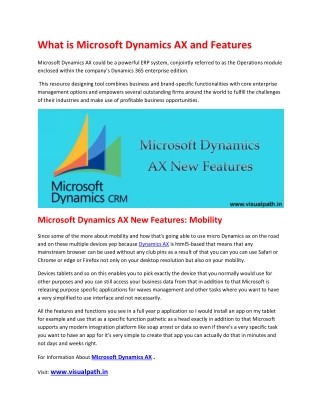 MS Dynamics AX Technical Online Training in Hyderabad | Visualpath