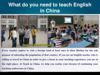 What do you need to teach English in China?