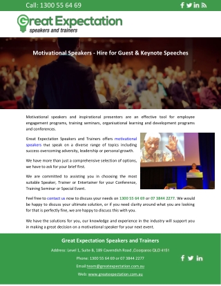 Motivational Speakers - Hire for Guest & Keynote Speeches