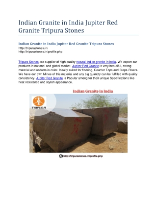 Indian Granite in India Jupiter Red Granite Tripura Stones