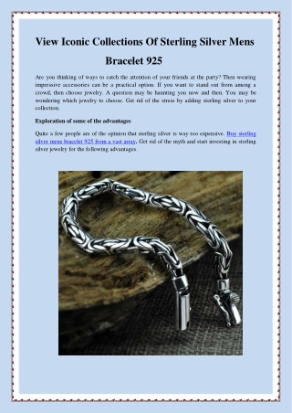 View Iconic Collections Of Sterling Silver Mens Bracelet 925