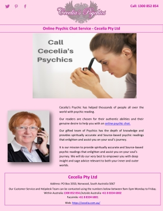 Online Psychic Chat Service - Cecelia Pty Ltd