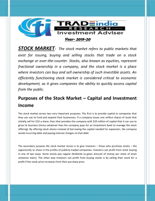 Stock Market strategy Report 14-3-19