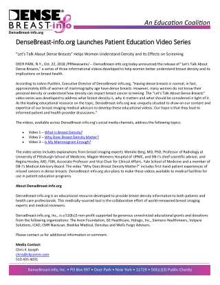 DenseBreast-info.org Launches Patient Education Video Series