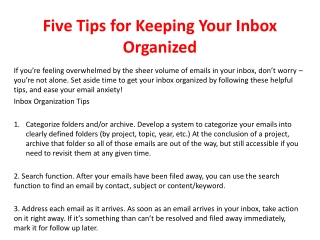 Five tips for keeping your inbox organized