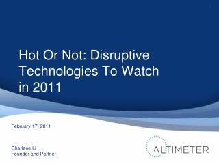 Disruptive Technology Outlook for 2011