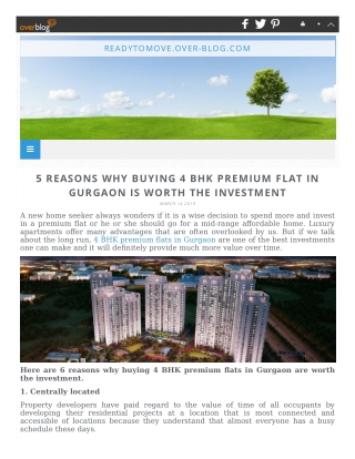 5 REASONS WHY BUYING 4 BHK PREMIUM FLAT IN GURGAON IS WORTH THE INVESTMENT